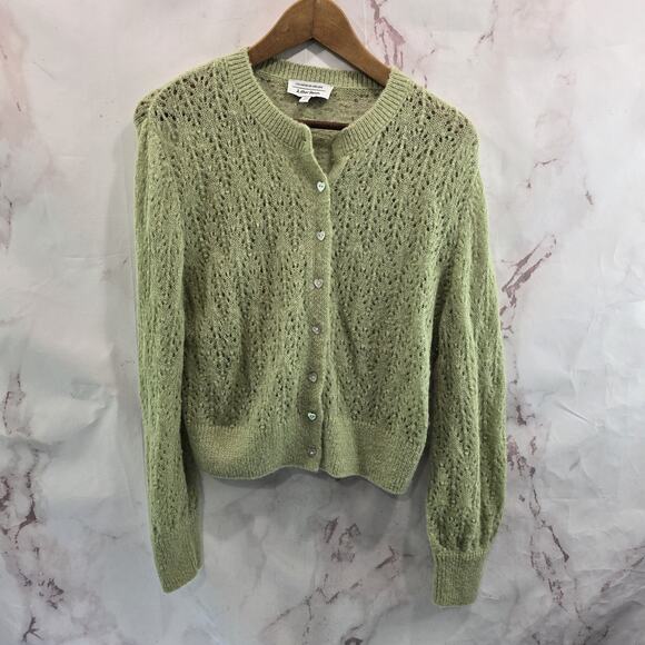 & Other Stories Sweater Womens Small Cardigan Green Knit Alpaca Wool Heart - Picture 1 of 14